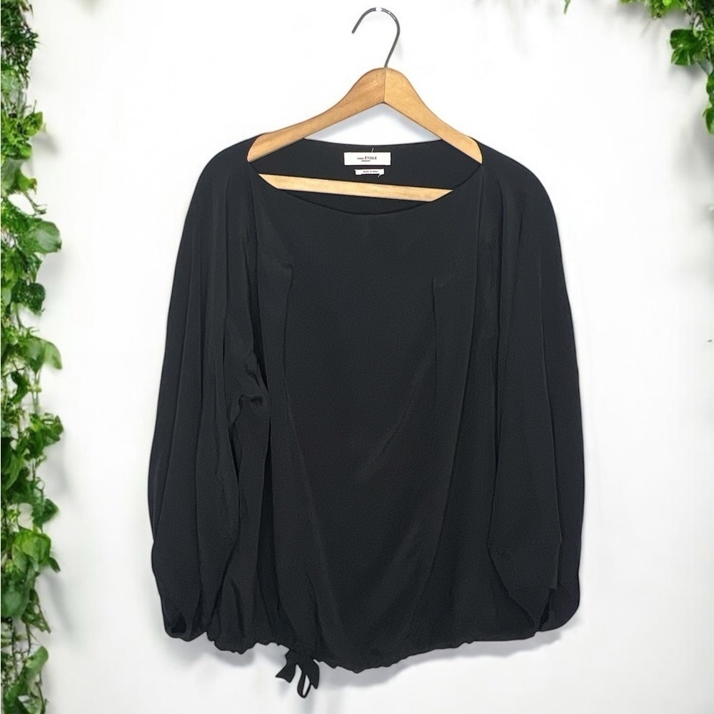 ISABEL MARANT Étoile Black Flowy Minimalist Cupro Pullover Blouse